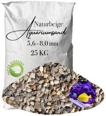 Aquariumkies 5,6-8,0 mm Naturbeige - 25 kg Papiersack für grob strukturierte Bodengrü