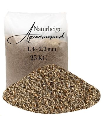 Aquariumkies naturbeige 1,4-2,2 mm 25 kg - strukturstarker Bodengrund für große Becke