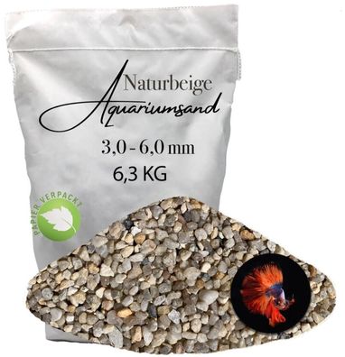 Aquariumkies naturbeige 3,0-6,0 mm 6,3 kg - robuster Bodengrund für Pflanzen- und Tec