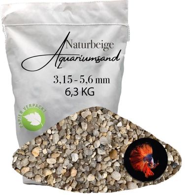 Aquariumkies naturbeige 3,15-5,6 mm 6,3 kg - strukturierter Quarzkies für dekorative