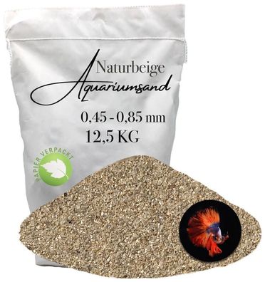 Feinkörniger Aquariensand-Kies Naturbeige 0,45-0,85 mm - 12,5 kg für sensible Bodenbe
