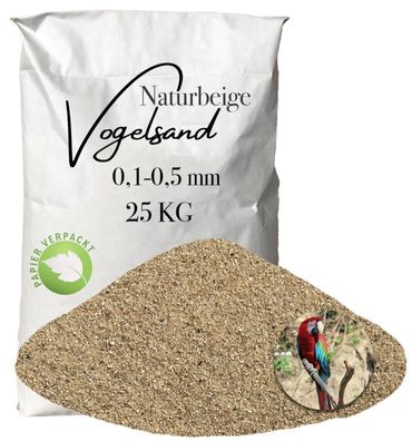 Feinsand Naturbeige 0,1-0,5 mm 25 kg Papier - Spezialstreu für Kanarienvögel, Jungtie
