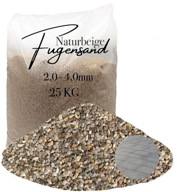 Fugensand Einkehrsand Naturbeige 2,0-4,0 mm 25 kg - für breite Fugen bei grobem Pflas