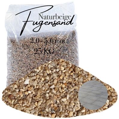 Fugensand Einkehrsand Naturbeige 2,0-5,6 mm 25 kg - für breite Fugen bei Pflaster & N