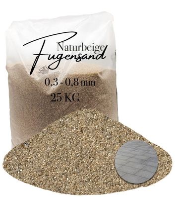 Fugensand Naturbeige 0,3-0,8 mm 25 kg - ideal für schmale Pflasterfugen und Terrassen