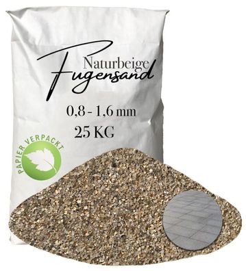 Fugensand Naturbeige 0,8-1,6 mm 25 kg Papier - Quarzsand für schmale Pflaster- & Terr