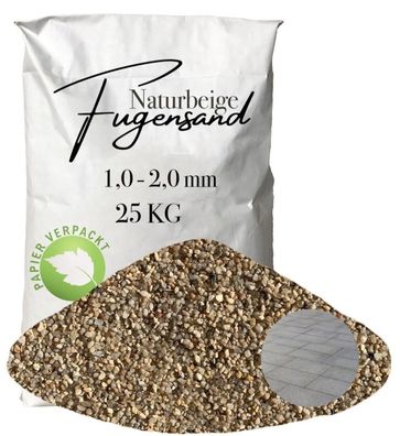Fugensand Naturbeige 1,0-2,0 mm 25 kg Papier - Quarzsand für Wege, Pflasterflächen