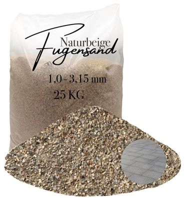 Fugensand Naturbeige 1,0-3,15 mm 25 kg - ideal für breite Fugen und rustikale Pflaste