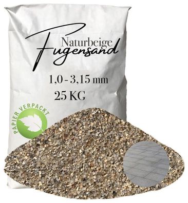 Fugensand Naturbeige 1,0-3,15 mm 25 kg Papier - Quarzsand für Pflaster, Terrasse & We