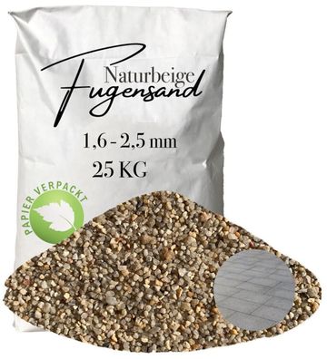 Fugensand Naturbeige 1,6-2,5 mm 25 kg Papier - Quarzsand für Pflaster, Wege & breite