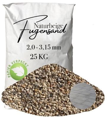 Fugensand Naturbeige 2,0-3,15 mm 25 kg Papier - Grobkorn-Quarzsand für breite Pflaste