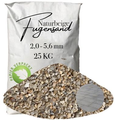 Fugensand Naturbeige 2,0-5,6 mm 25 kg Papier - Grobkörniger Quarzsand für breite Pfla