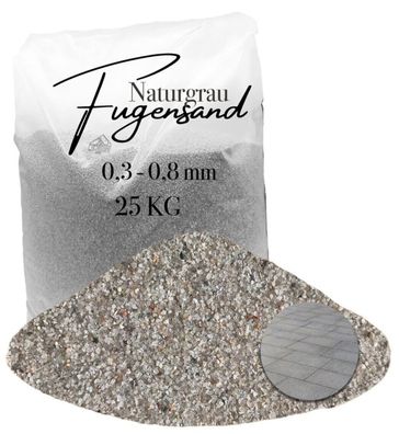 Fugensand Naturgrau 0,3-0,8 mm - 25 kg - Extra fein für schmale Pflasterfugen und Ter