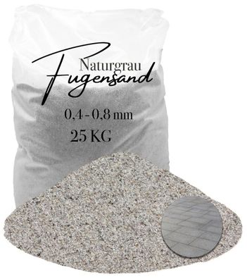 Fugensand Naturgrau 0,4-0,8 mm - 25 kg - Feinkörnig für sehr schmale Pflasterfugen un