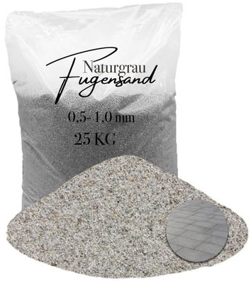 Fugensand Naturgrau 0,5-1,0 mm - 25 kg - Feine Körnung für schmale Pflasterfugen und