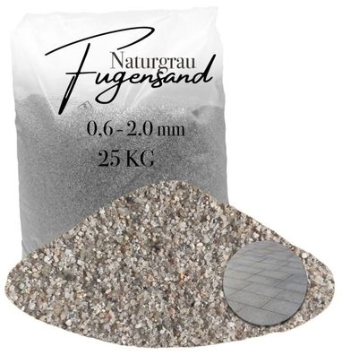 Fugensand Naturgrau 0,6-2,0 mm - 25 kg - Vielseitige Körnung für Pflasterfugen und Te