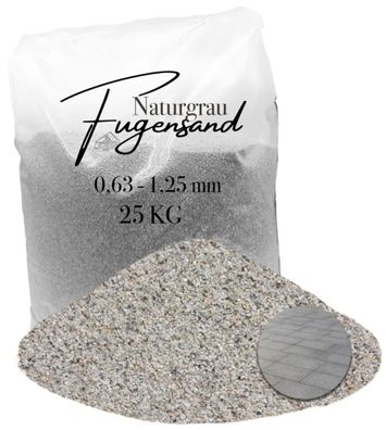 Fugensand Naturgrau 0,63-1,25 mm - 25 kg - Feinkörnig für schmale Pflasterfugen und T