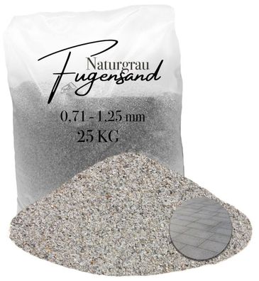 Fugensand Naturgrau 0,71-1,25 mm - 25 kg - Feine Körnung für schmale Pflasterfugen un