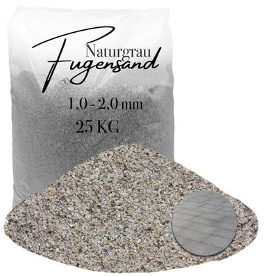 Fugensand Naturgrau 1,0-2,0 mm - 25 kg - Ideale Körnung für schmale Pflasterfugen und