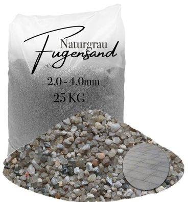 Fugensand Naturgrau 2,0-4,0 mm - 25 kg - Grobkörnig für Pflasterfugen und Terrassen