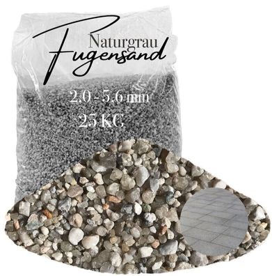 Fugensand Naturgrau 2,0-5,6 mm - 25 kg - Grobkörnig für stabile Pflasterfugen und Ter