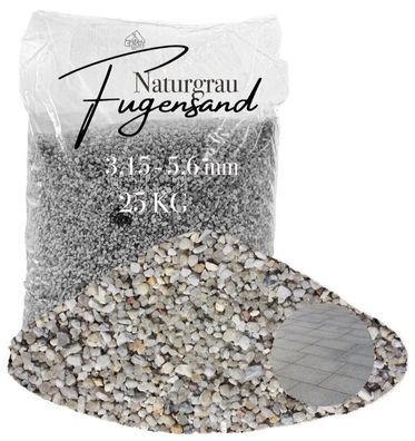 Fugensand Naturgrau 3,15-5,6 mm - 25 kg - Grobkörnig für breite Pflasterfugen und Ter