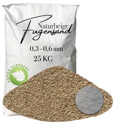 Fugensand Quarzsand 0,3-0,6 mm Naturbeige 25 kg Papier - Für feine Steinwege & präzis