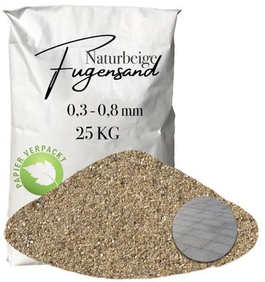 Fugensand Quarzsand 0,3-0,8 mm Naturbeige 25 kg Papier - Für schmale Fugen & präzise