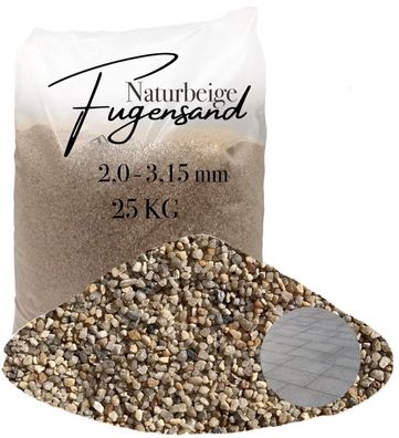 Fugensand Quarzsand 2,0-3,15 mm Naturbeige 25 kg Plastik - Für breite Pflasterfugen