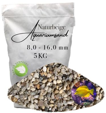 Grober Aquariumkies 8,0-16,0 mm - 5 kg naturbeiger Bodengrund für markante Layouts