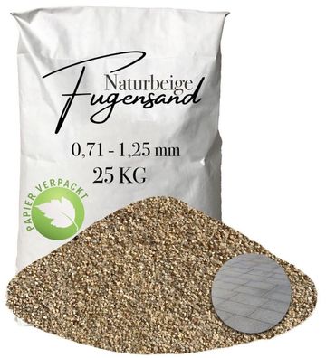 Naturbeiger Quarzsand 0,71-1,25 mm 25 kg Papier - Fugensand für feine Stein- und Plat