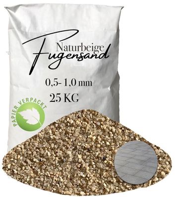 Naturbeiger Quarzsand Fugensand 0,5-1,0 mm 25 kg Papier - Für feine Fugen bei Pflaste
