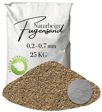 Quarzsand Fugensand 0,2-0,7 mm Naturbeige 25 kg Papier - Für schmale Pflasterfugen