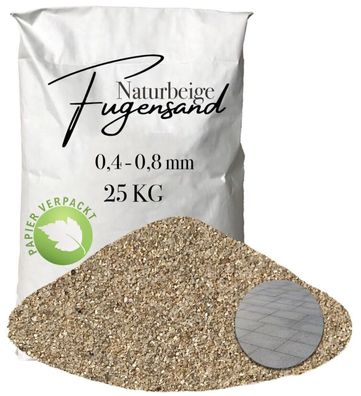 Quarzsand Fugensand 0,4-0,8 mm Naturbeige 25 kg Papier - Für filigrane Fugen & feines