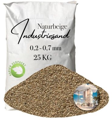 Quarzsand naturbeige 0,2-0,7 mm feuergetrocknet - 25 kg Sack für Industriezwecke, Fil
