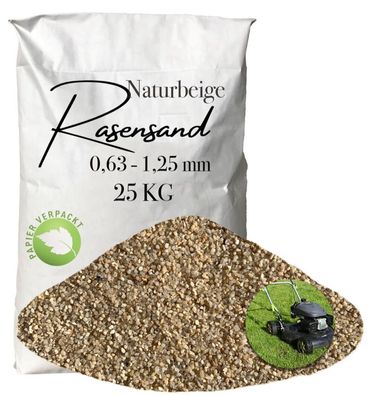Rasensand Gartensand 25 kg Quarzsand Bodenverbesserung 0,63-1,25mm Papiersack