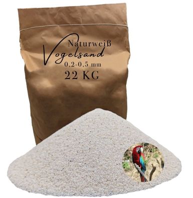 22 kg Vogelsand 0,2-0,5mm weiß keimfrei ohne Zusatzstoffe, Anis, Grit Bodengrund