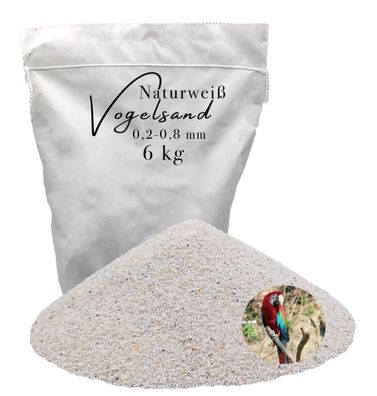 6 kg Vogelsand 0,2-0,8 weiß - für Zebrafinken, Kakadus & Nymphensittiche