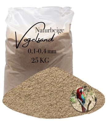 Naturbeiger Vogelsand 0,1-0,4 mm - 25 kg entstaubt & ohne Zusätze