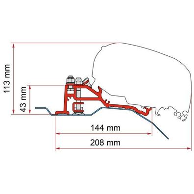 Kit Fiat Ducato H2 Skyroof Markisenadapter F80/65