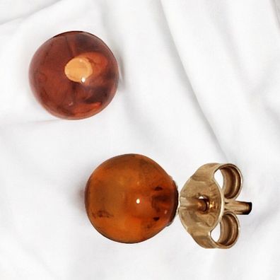 Ohrstecker 375 Gold Gelbgold 2 Bernsteine orange Ohrringe Bernsteinohrringe