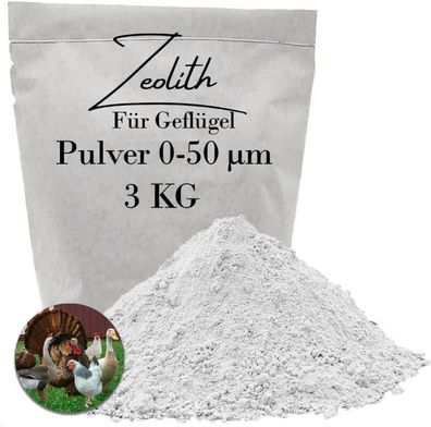 3000 g Zeolith 50 µm für Hühner - Grau Pulver zur Stallhygiene & Einstreustabilisieru