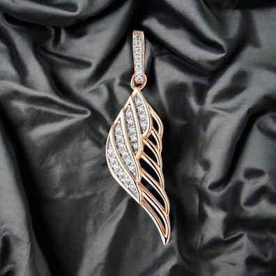 Anhänger Flügel Engelsflügel 925 Sterling Silber rotgold vergoldet mit Zirkonia