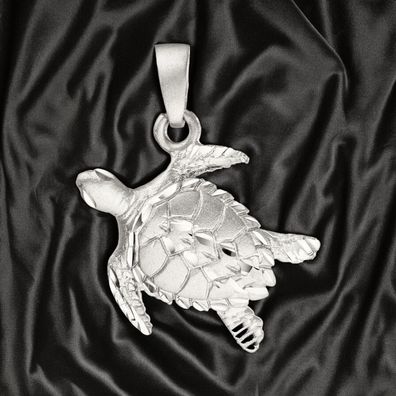 Anhänger Schildkröte 925 Sterling Silber teil matt Silberanhänger