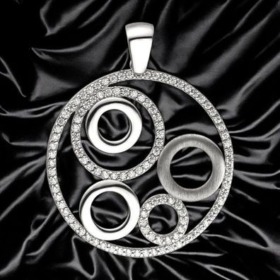 Anhänger rund 925 Sterling Silber 111 Zirkonia Silberanhänger