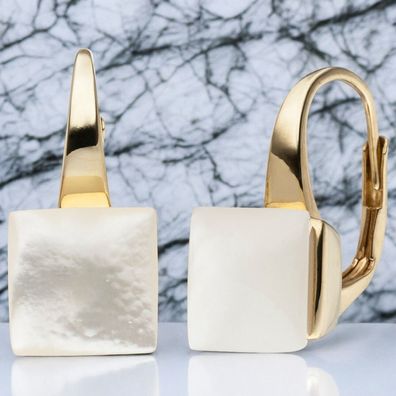 Ohrhänger 925 Silber gold vergoldet 2 Perlmutt-Einlagen