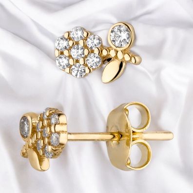 Ohrstecker Blume 333 Gold Gelbgold 16 Zirkonia