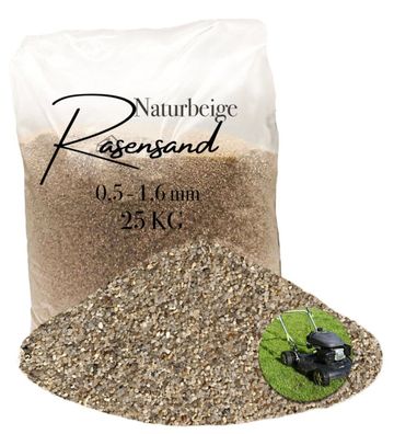 Rasensand naturbeige 0,5-1,6 mm 25 kg - feinkörniger Bodenzusatz für dichte Rasenerde
