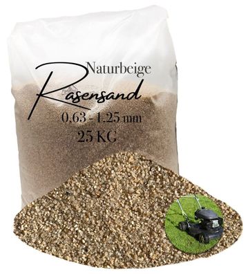 Rasensand naturbeige 0,63-1,25 mm 25 kg - quarzreicher Gartensand zur Bodenverbesseru