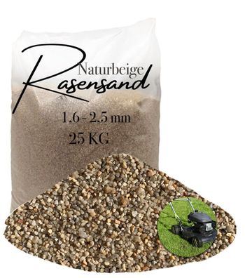 Rasensand Naturbeige 1,6-2,5 mm 25 kg - Quarzsand für Rasenbelüftung, Bodenpflege & G
